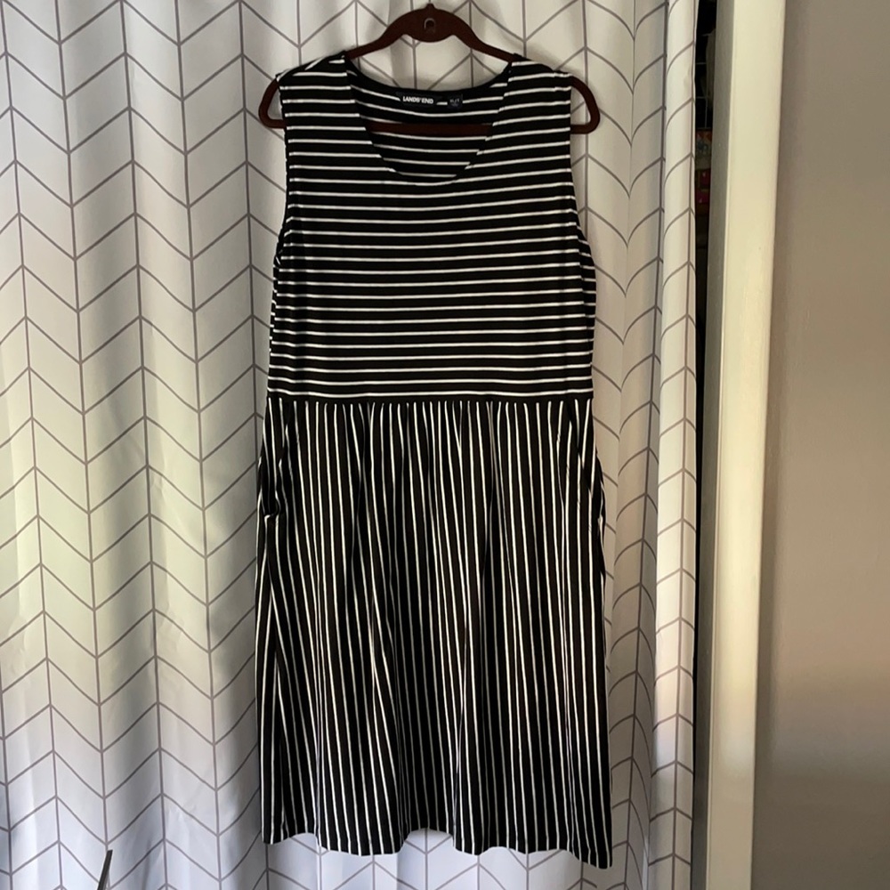 Lands End Stripes Tank Dress with Pockets